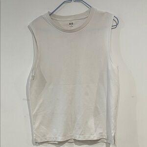 Sleeveless White Crewneck Tank Top